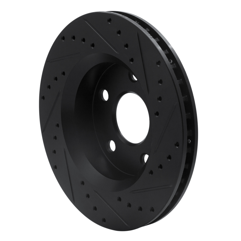 Jeep Wrangler Brake Rotor (1) - Front Left - R1 Concepts - Drilled & Slotted - Black - `07-`18